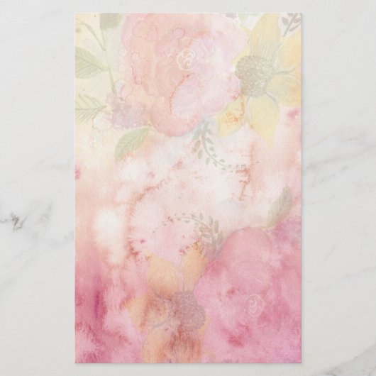 Ouderwetse  Waterverf Pastel Floral Briefpapier (Voorkant)