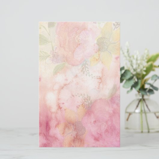Ouderwetse  Waterverf Pastel Floral Briefpapier (Staand voorkant)