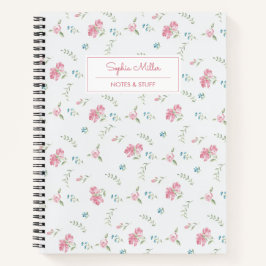 Ouderwetse waterverf roze rozen monogram jouw naam notitieboek