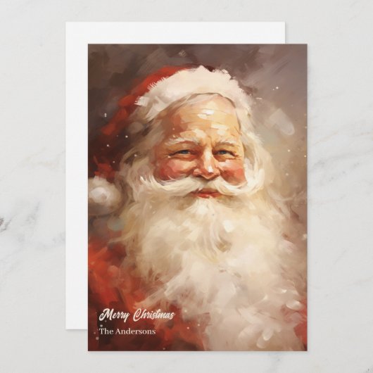 Ouderwetse waterverf Sinterklaas glimlachend Feestdagenkaart (Voorkant / Achterkant)