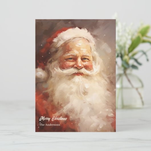 Ouderwetse waterverf Sinterklaas glimlachend Feestdagenkaart (Staand voorkant)