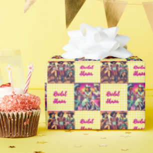 Ouderwetse Western Cowgirl Huwelijks Bruiloft Cadeaupapier