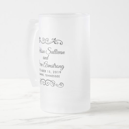  ouderwetse Westerne stijl bruiloft Matglas Bierpul (Voorkant links)