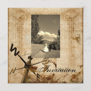 Ouderwetse Westerse Landelijke Huwelijksuitnodigin Kaart