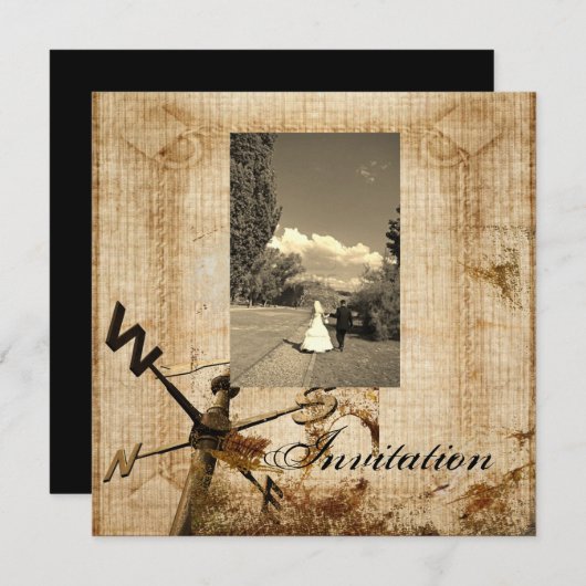 Ouderwetse Westerse Landelijke Trouw Uitnodiging (Voorkant / Achterkant)