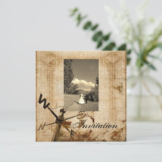 Ouderwetse Westerse Landelijke Trouw Uitnodiging (Staand voorkant)