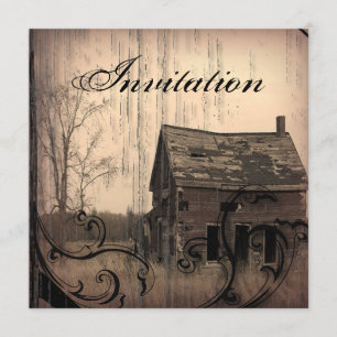 Ouderwetse Westerse Landelijke Trouw Uitnodiging