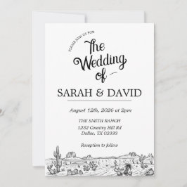 Ouderwetse Westerse Trouwuitnodiging Kaart