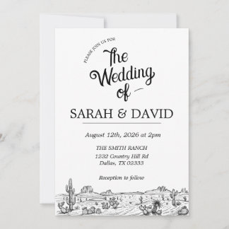 Ouderwetse Westerse Trouwuitnodiging Kaart