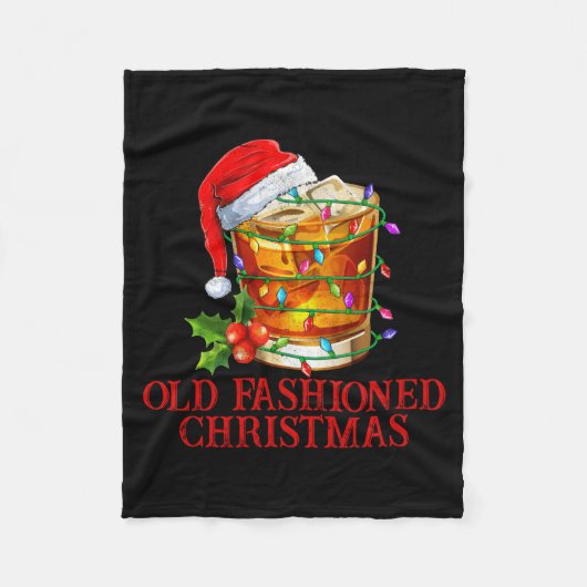 Ouderwetse Whiskey Kerst Grappige Bourbon Staart Fleece Deken (Voorkant)