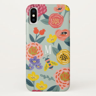 Ouderwetse wilde bloem bladeren bijen patroon mono Case-Mate iPhone case