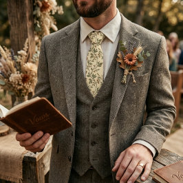 Ouderwetse Wilde Bloem Rustieke Wijnrank Patroon Stropdas