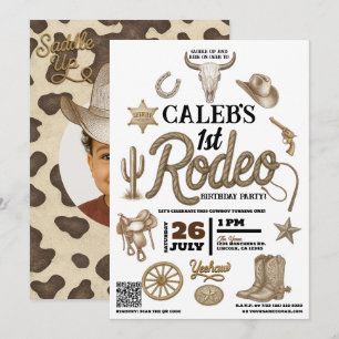 Ouderwetse Wilde Westen 1e Rodeo Westerse Verjaard Kaart