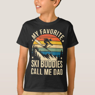 Ouderwetse winter papa gezegde favoriete ski vrien t-shirt