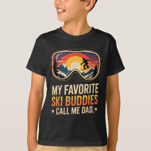 Ouderwetse winter papa zeggende favoriete ski vrie t-shirt