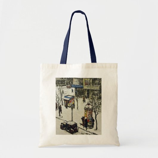 Ouderwetse winter stadsstraat scène tote bag (Voorkant)