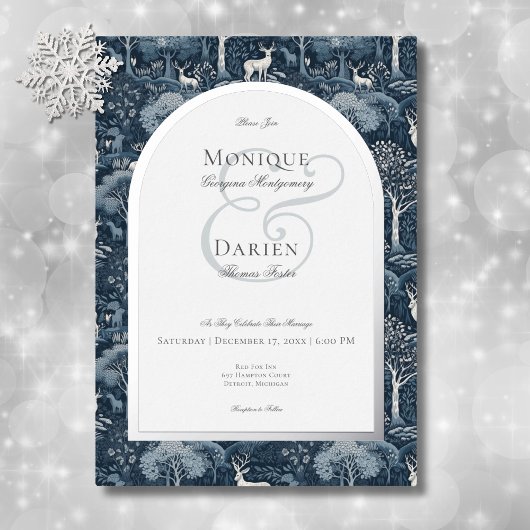 Ouderwetse Winter William Morris Elegante Trouwdag Folie Uitnodiging