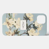 Ouderwetse witte crème Azalea bloemen monogram Case-Mate iPhone Case (Achterkant (horizontaal))
