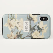 Ouderwetse Witte Crème Azalea Bloemen Monogram Case-Mate iPhone Case (Achterkant (horizontaal))