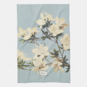Ouderwetse Witte Crème Azalea Bloemen Monogram Theedoek (Verticaal)