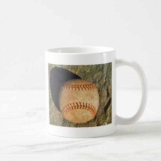Ouderwetse witte honkbal met rode stiksels koffiemok (Rechts)
