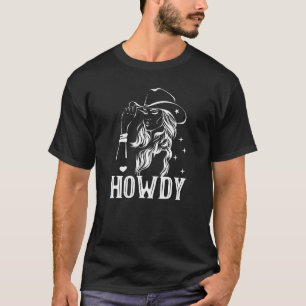 Ouderwetse Witte Howdy Rodeo Westers Landelijk Zui T-shirt