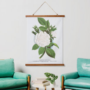 Ouderwetse Witte Mosroos Cottagecore Botanische Ku Hangend Wandkleed