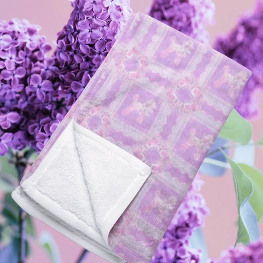 Ouderwetse Witte Roze Lilac Kant Poodle Patchwork Fleece Deken