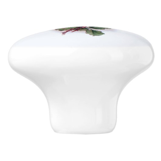 Ouderwetse witte/roze rozen-witte achtergrond keramische knop (Zijkant)