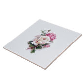 Ouderwetse witte/roze rozen-witte achtergrond tegeltje (Zijkant)