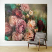 Ouderwetse zachte roze en bordeauxrozen geschilder wandkleed (In Situ (horizontaal))