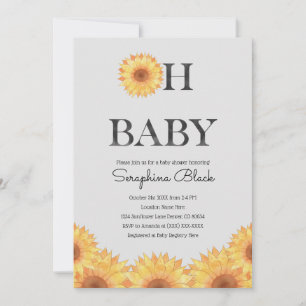 Ouderwetse Zomer Waterverf Zonnebloem Baby Shower Kaart