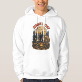 Ouderwetse zomerkamp skelet kampvuur ontwerp hoodie