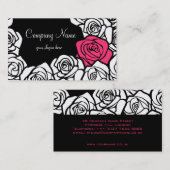 Ouderwetse zwarte, roze en witte rozen naamkaartje (Voorkant / Achterkant)