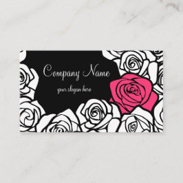 Ouderwetse zwarte, roze en witte rozen naamkaartje