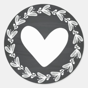Ouderwetse Zwarte Schoolbord Witte Hart Bloemrijke Ronde Sticker