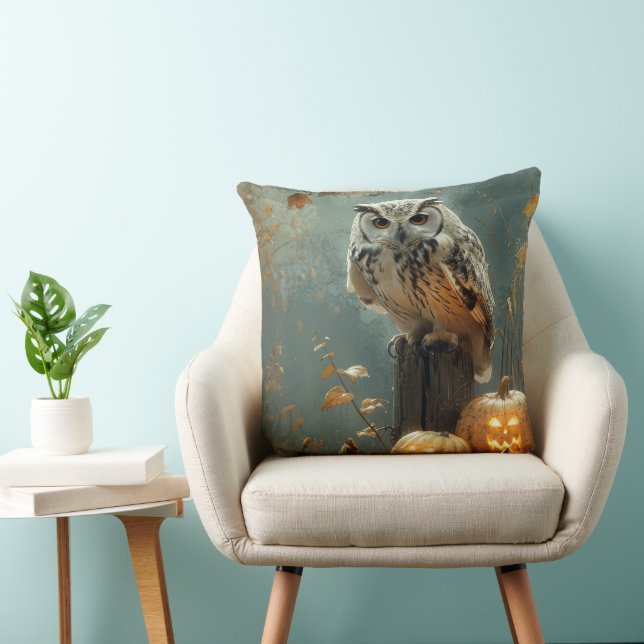 Oudevalk Uil en Pompoenen Herfst Halloween  Kussen (Stoel)