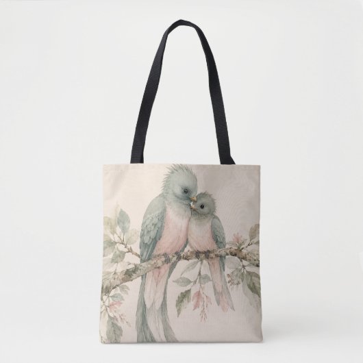 Oudewaterverf Liefdesvogels Tote Bag (Voorkant)
