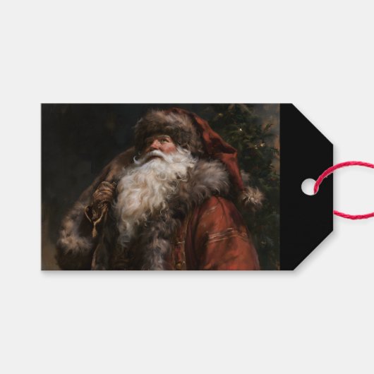Oudewereldse Kerstman Cadeaulabel (Voorkant (Horizontaal))
