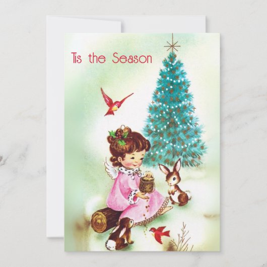 Oudewoud Dieren en Kind Kerstmis Feestdagenkaart (Voorkant)