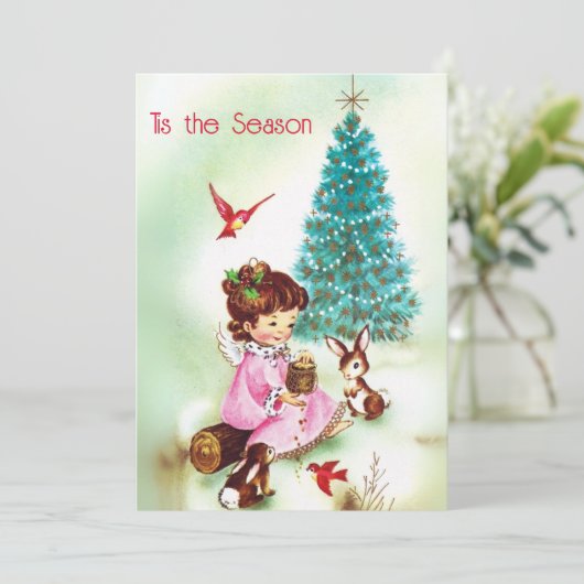 Oudewoud Dieren en Kind Kerstmis Feestdagenkaart (Staand voorkant)