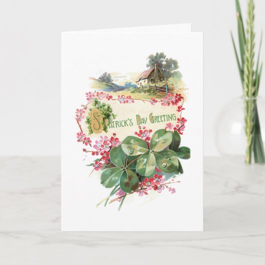 Oudewrochte Klavertjes Wensen voor St. Patrick's D Feestdagen Kaart (Voorkant)
