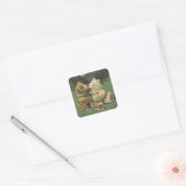 Oudezoete knuffelende honingberen vierkante sticker (Envelop)