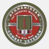 Oudgediende van de 1e Infanteriedivisie in Afghani Ronde Sticker (Voorkant)