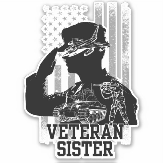 oudgediende zus sticker (Voorkant)