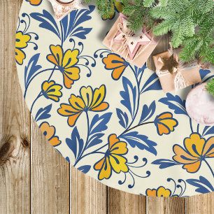 Oudgele Geel Oranje Folk Bloemmotief Blauwe Blad Kerstboom Rok