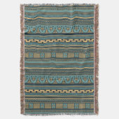 Oudgrieks blauw geometrisch patroon deken (Voorkant Verticaal)