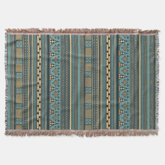 Oudgrieks blauw geometrisch patroon deken (Voorkant)