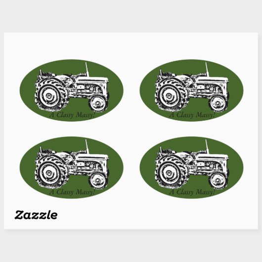  oudGrijs massey fergison trekker Ovale Sticker (Vel)