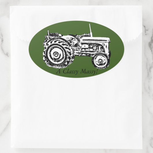  oudGrijs massey fergison trekker Ovale Sticker (Tas)